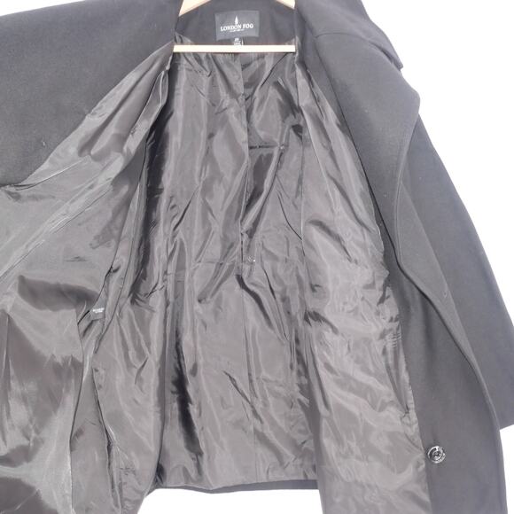 NEW London Fog Women's 3X BLACK Wool Blend Pea Coat With Scarf - Picture 8 of 12